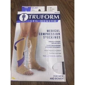 Truform 20-30 Below Knee Compression Stockings, Open Toe, Beige, 3X L # 0865-3L